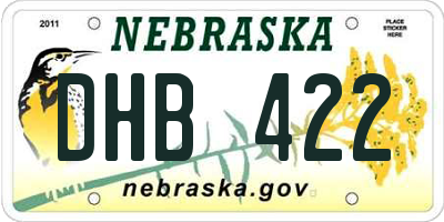 NE license plate DHB422