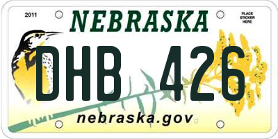 NE license plate DHB426