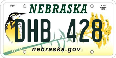 NE license plate DHB428