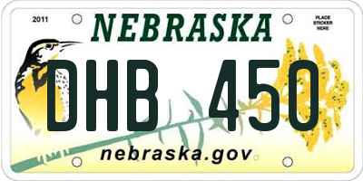 NE license plate DHB450