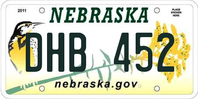 NE license plate DHB452