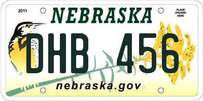 NE license plate DHB456