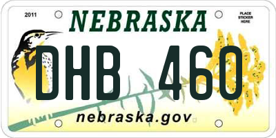 NE license plate DHB460