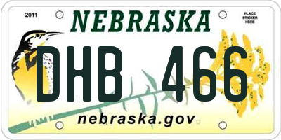 NE license plate DHB466