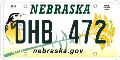 NE license plate DHB472