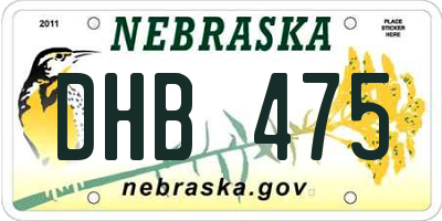 NE license plate DHB475