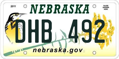 NE license plate DHB492