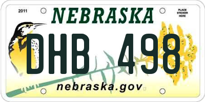 NE license plate DHB498