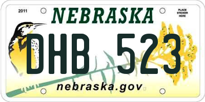 NE license plate DHB523