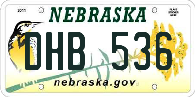 NE license plate DHB536