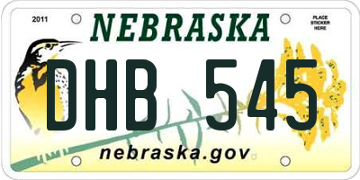 NE license plate DHB545