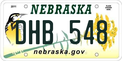 NE license plate DHB548