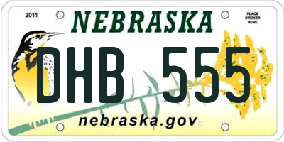 NE license plate DHB555
