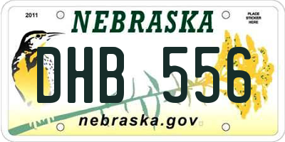 NE license plate DHB556