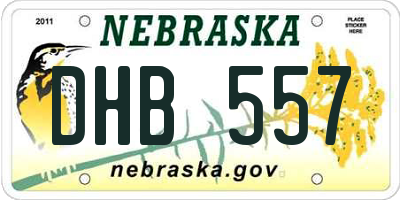 NE license plate DHB557