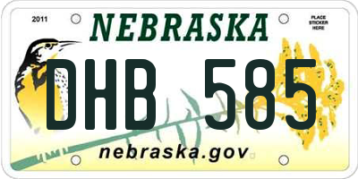 NE license plate DHB585