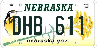 NE license plate DHB611