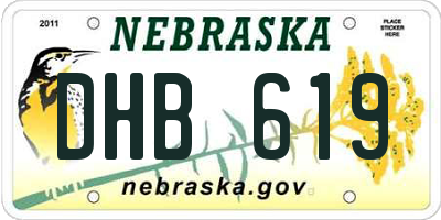 NE license plate DHB619