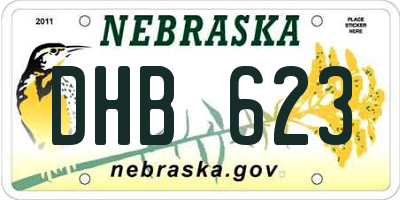 NE license plate DHB623