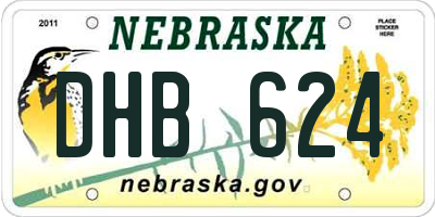 NE license plate DHB624