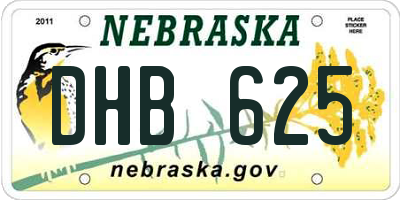 NE license plate DHB625