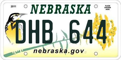 NE license plate DHB644