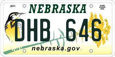 NE license plate DHB646
