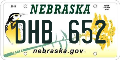 NE license plate DHB652