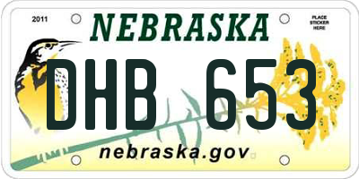 NE license plate DHB653