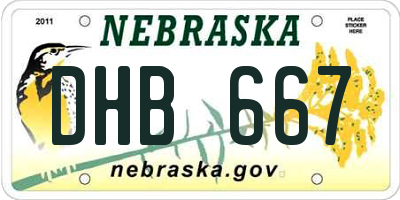 NE license plate DHB667