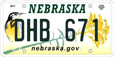 NE license plate DHB671
