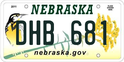 NE license plate DHB681