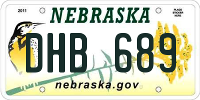NE license plate DHB689