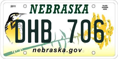NE license plate DHB706