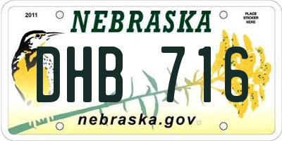 NE license plate DHB716