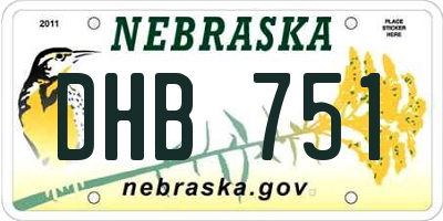 NE license plate DHB751