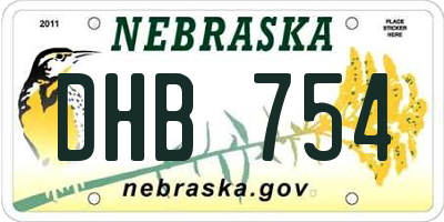 NE license plate DHB754