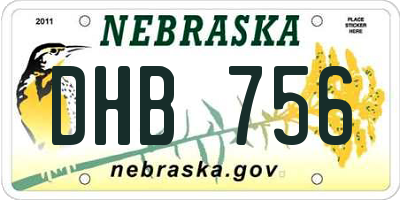NE license plate DHB756