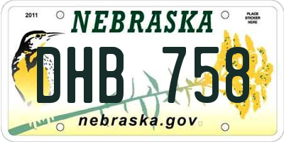 NE license plate DHB758