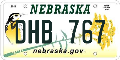 NE license plate DHB767
