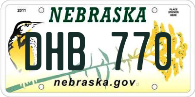 NE license plate DHB770