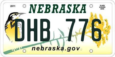 NE license plate DHB776