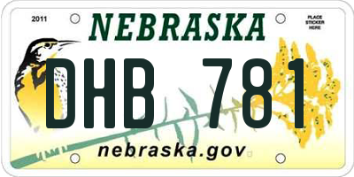 NE license plate DHB781