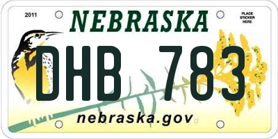 NE license plate DHB783