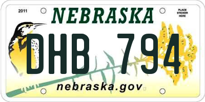 NE license plate DHB794