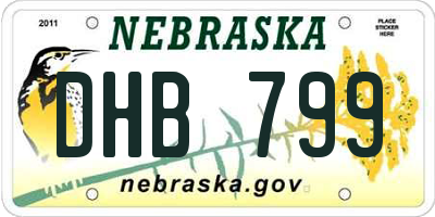 NE license plate DHB799