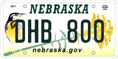 NE license plate DHB800