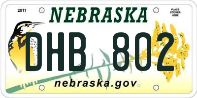 NE license plate DHB802