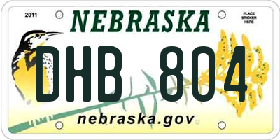 NE license plate DHB804