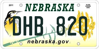 NE license plate DHB820